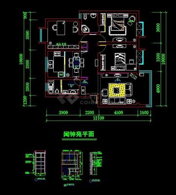 大两居住宅室内装饰装修CAD平面施工图纸详解